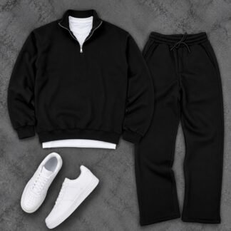 Half-Zip Sweatshirt & Joggers Set · Black
