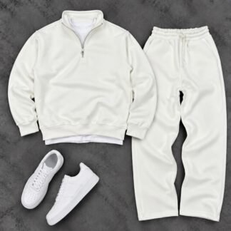 Half-Zip Sweatshirt & Joggers Set · White