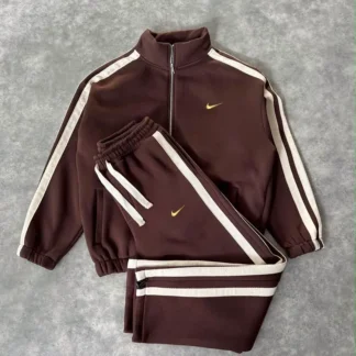 Oversized thick piping with gold details set · Brown