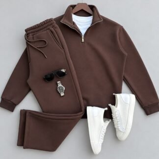 Monochrome Half-Zip Tracksuit · Brown