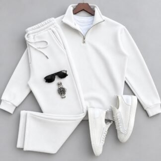 Monochrome Half-Zip Tracksuit · White
