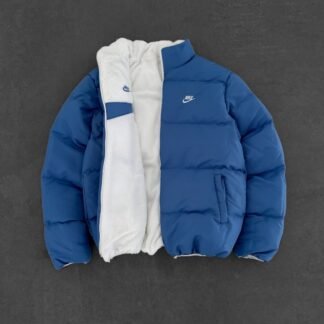 Reversible puffer jacket · Blue / White
