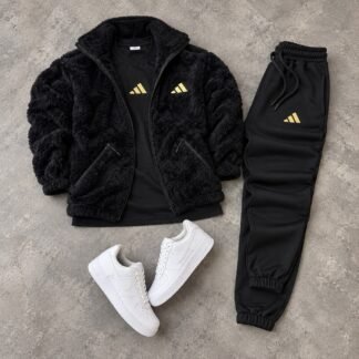 Sherpa Jacket & Joggers Set · Black