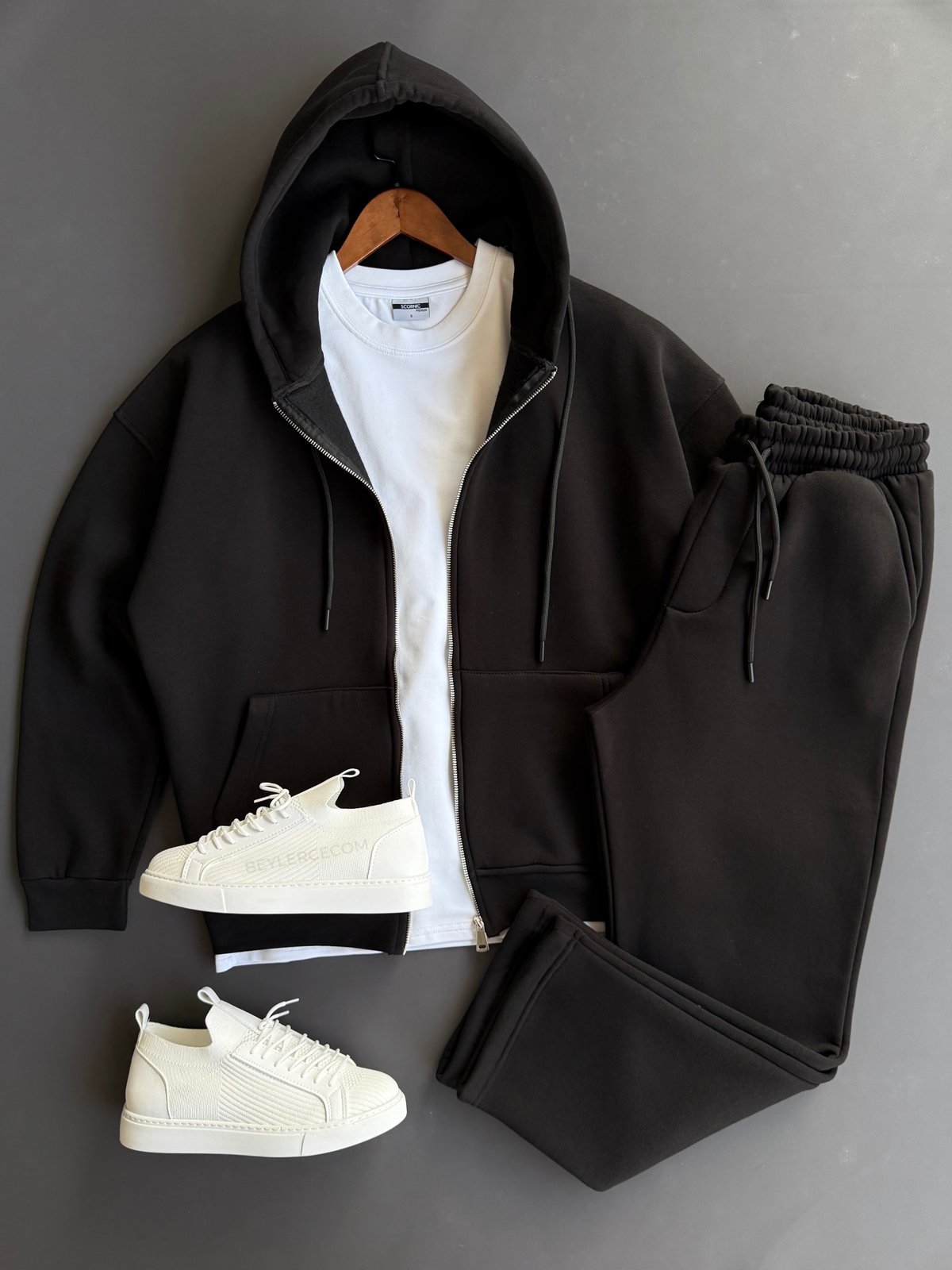 Zip-Up Hoodie & Joggers Set · Black