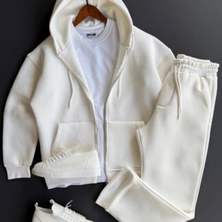 Zip-Up Hoodie & Joggers Set · White